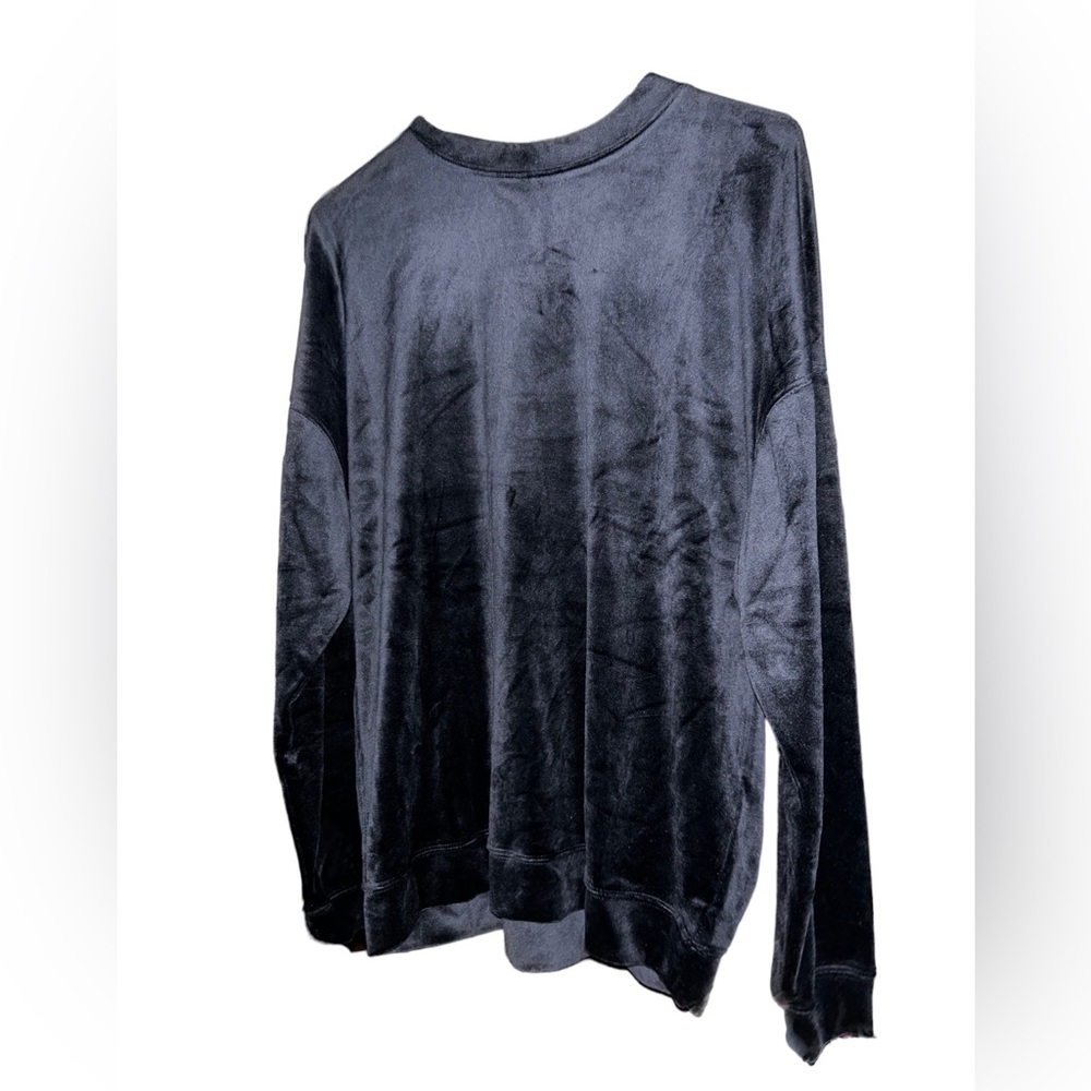 NWT Sundown Black Velvet Long Sleeve Top w/Scrunchie